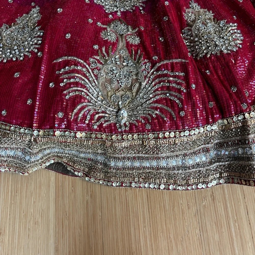 Gyans Elegant Magenta and Gold Embellished Lehenga Set - Picture 4 of 16